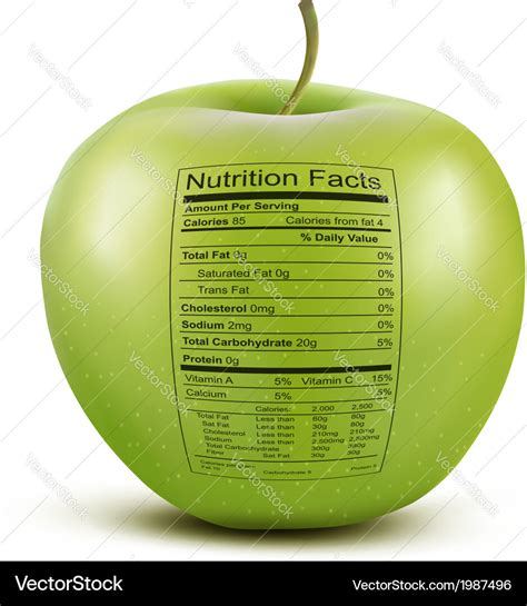 Apple with nutrition facts label concept Vector Image