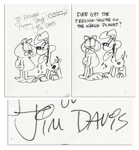 Lot Detail - Jim Davis Original Art Signed of His Famous Feline ...