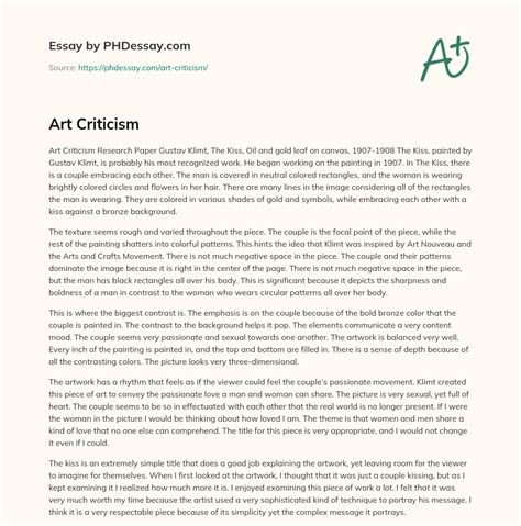 Art Criticism (500 Words) - PHDessay.com