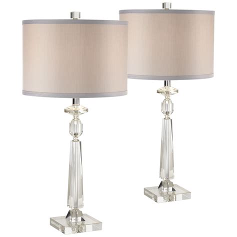 Vienna Full Spectrum Modern Table Lamps Set of 2 Crystal Column Gray ...