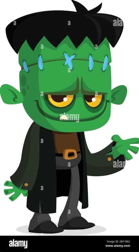 Halloween cartoon monster character.Mascot of vector monster green ...