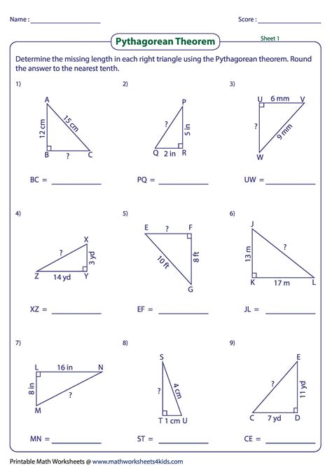 Pythagorean theorem Practice Worksheet 48 Pythagorean theorem Worksheet ...