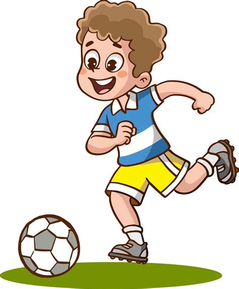 niño lindo niño juega al fútbol como delantero 13830841 Vector en Vecteezy