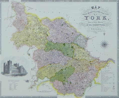 Yorkshire North Riding Map by C & J Greenwood - Framed Print - 16"H x ...