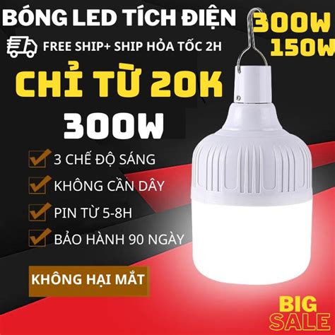 Bóng đèn tích điện led sạc pin đa năng siêu sáng 20w 40w 60w 80w 100w ...