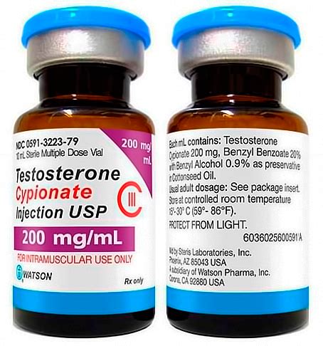 Testosterone Cypionate Injection (200mg/ml) by Watson (10ml vial ...