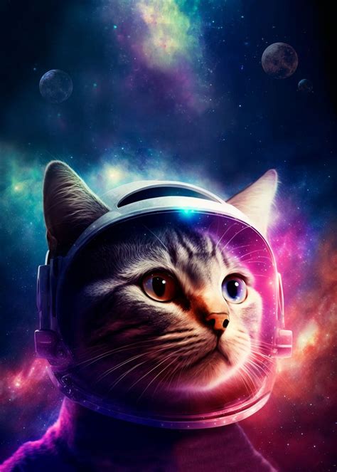 'SPACE CAT' Poster, picture, metal print, paint by YamiYugi047 | Displate