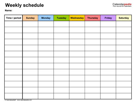 6 Excel Template Weekly Schedule Excel Templates | Images and Photos finder