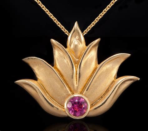 Lotus Necklace Lotus Flower Necklace Lotus Pendant 14K