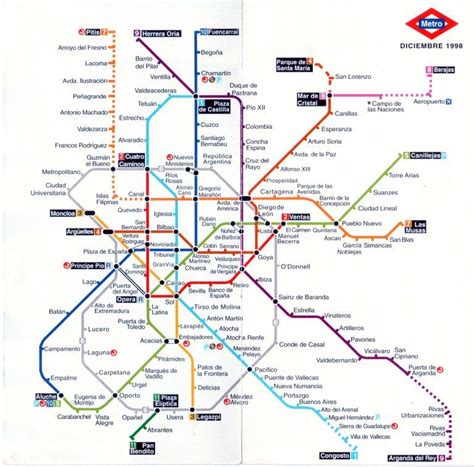 Plano esquemático de Metro de Madrid (diciembre 1998) – Traspapelados