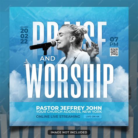 Premium PSD | Praise and worship church service flyer and poster