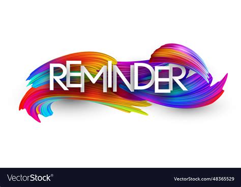 Reminder paper word sign with colorful spectrum Vector Image