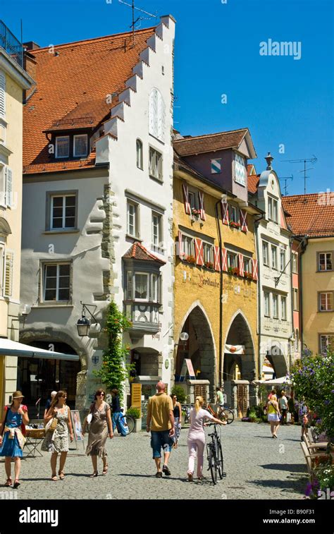 Historic old town of Lindau with bakery Bürklin and Wegelin zum Pflug ...