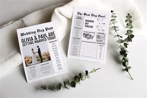 Newspaper Wedding Program, Fun Wedding Program Template, Editable ...