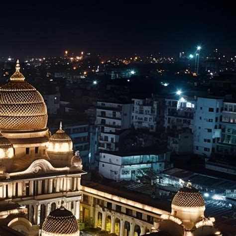 Premium AI Image | aerial view of howrah railway station at night in ...