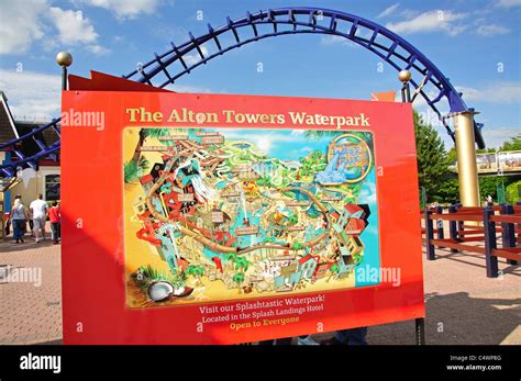 Alton Towers Waterpark map at entrance to Alton Towers Theme Park ...