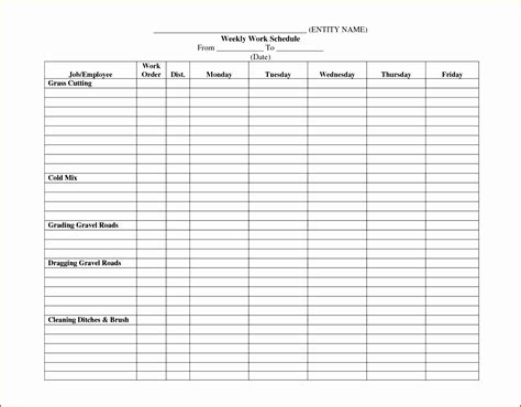 8 Weekly Employee Work Schedule Template Doctemplates