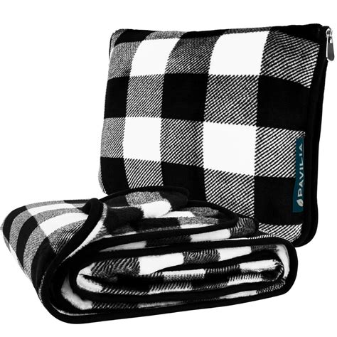 PAVILIA Travel Blanket and Pillow | Warm Soft Fleece 2-IN-1 Combo ...