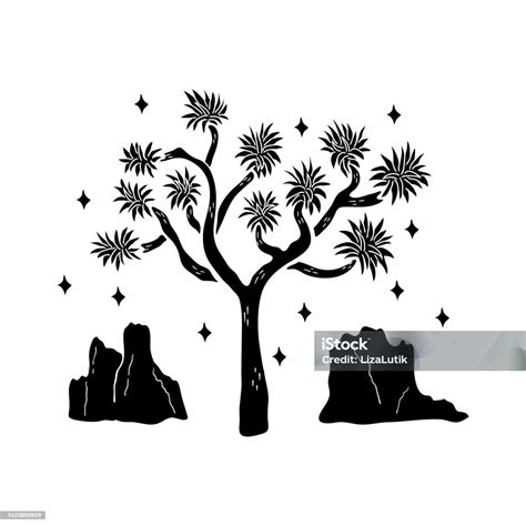 Desert Hand Drawn Silhouette Vector Illustration Stock Illustration ...