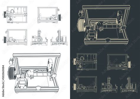 3D printer blueprints Stock Vector | Adobe Stock