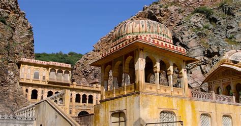 The architecture of the historic Galta Ji temple in Jaipur, India ...