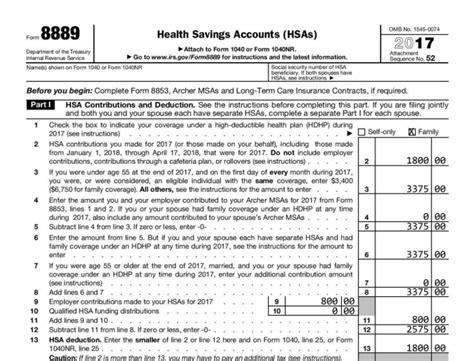 2017 HSA Form 8889 - Instructions and Example | HSA Edge