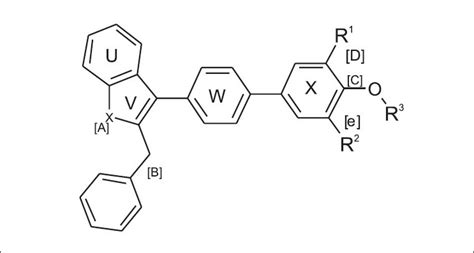 Structure of 2-benzyl benzofuran and benzothiophene Biphenyls ...