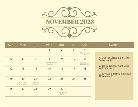 November 2023 Calendar Excel - Get Calender 2023 Update