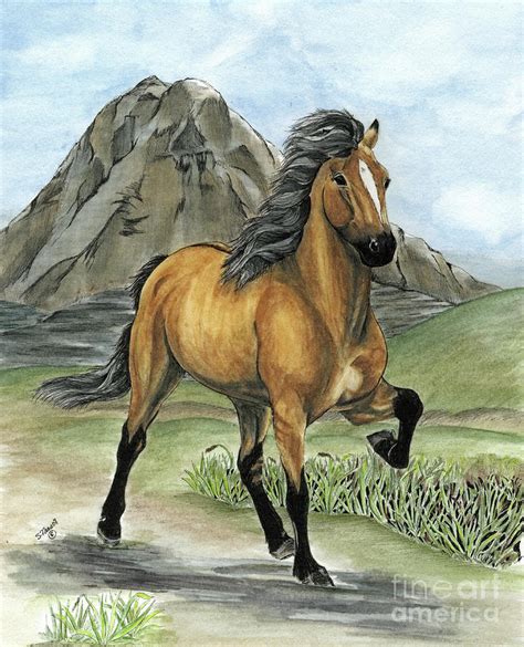 Golden Tolt Icelandic Horse Painting by Shari Nees