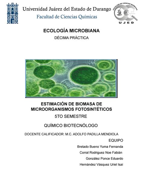 ESTIMACIÓN DE BIOMASA DE MICROORGANISMOS FOTOSINTÉTICOS - ECOLOGÍA ...