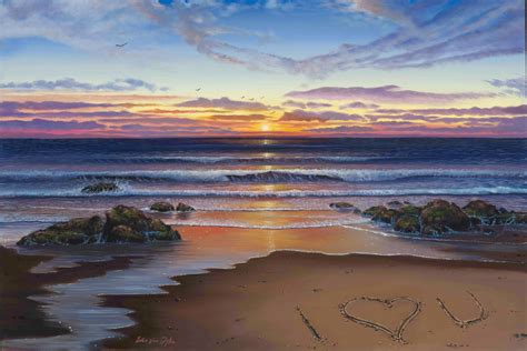 Ocean Sunset Beach Oil Painting by WesVanDykeART on Etsy