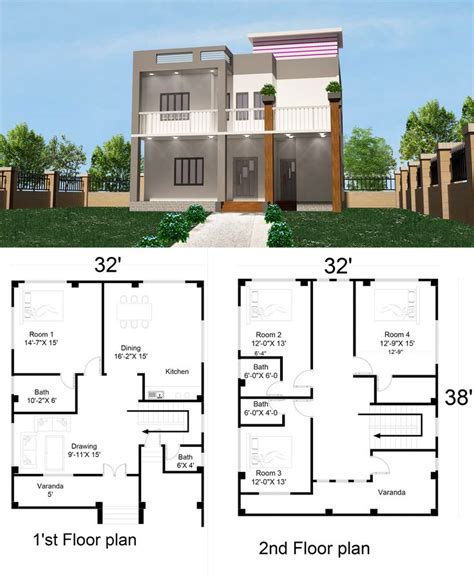 Simple 2 Storey House Design with Floor Plan | 4 Bedrooms