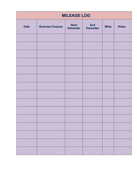 Milage Tracking Printable Form - Printable Forms Free Online