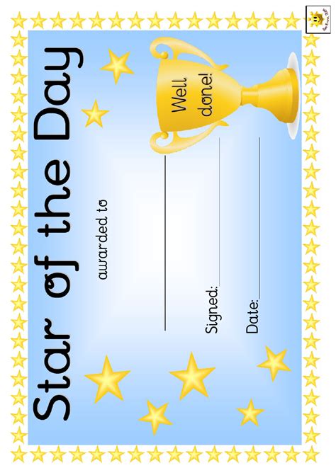 Star of the Day Award Certificate Template - Blue Download Printable ...