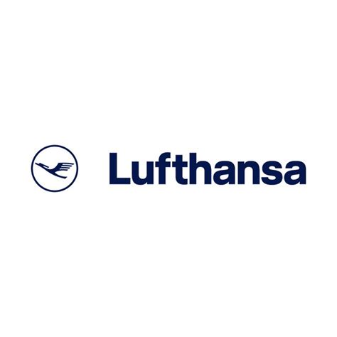 the lufthansa logo is shown in blue and white, with an airplane flying ...