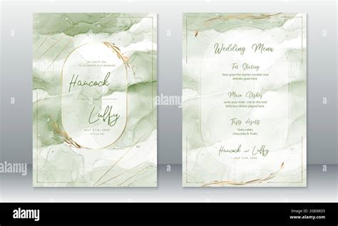 Luxury wedding invitation card template. Elegant of green marble ...