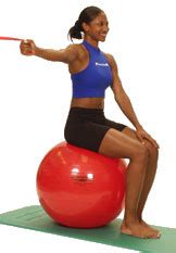 Thera-Band Shoulder Horizontal Adduction-unilateral (sitting on ball ...