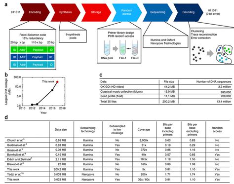 Overview of the DNA data storage workflow and stored data (a) The ...