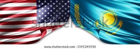 American Kazakhstan Flag Silk Copyspace Your Stock Illustration ...