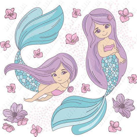 Mermaid Clipart Mermaid Clip Art Mermaids Clipart And Cute Etsy India ...