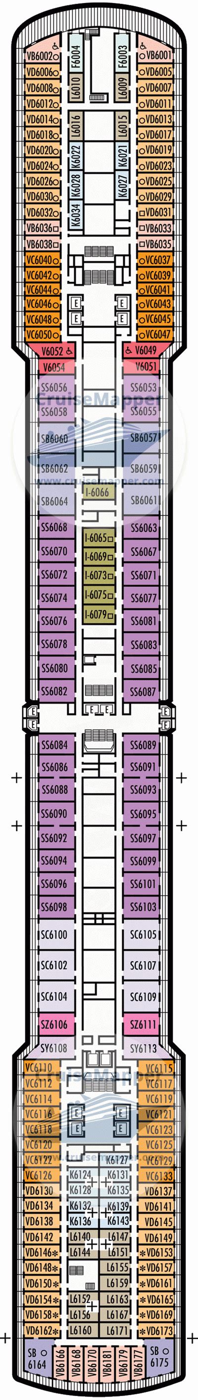 ms Nieuw Amsterdam deck 6 plan | CruiseMapper