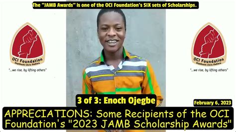 2023 JAMB Award: Appreciations from Recipients of one of the 6 OCI ...