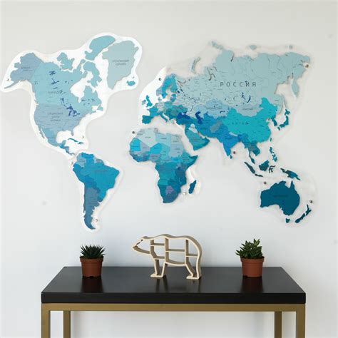 Wooden World Map Wall Decor by GaDenMap. Colorful MDF travel map for ...