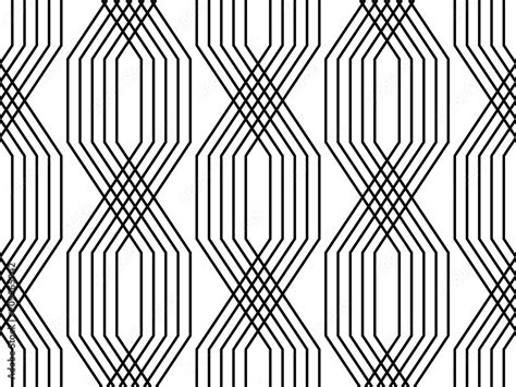 Black and white lines geometric art deco style simple seamless pattern ...