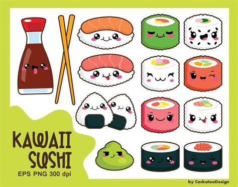 Kawaii Clip Art, Kawaii Sushi Clip Art, Kawaii Sushi Clipart, Cute ...