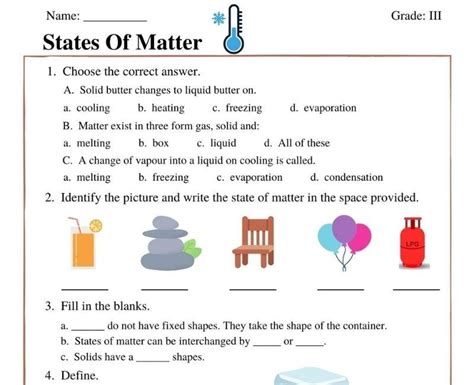 Pin on science 3 | Matter worksheets, States of matter worksheet ...