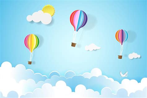 Colorful balloons in blue sky 1408283 Vector Art at Vecteezy