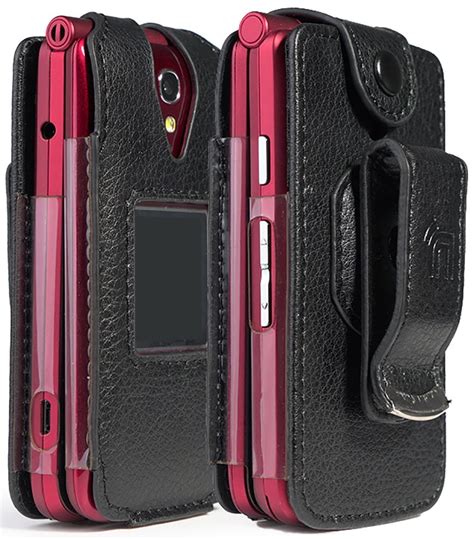 Case for Jitterbug Flip Phone, Nakedcellphone [Black Vegan Leather ...