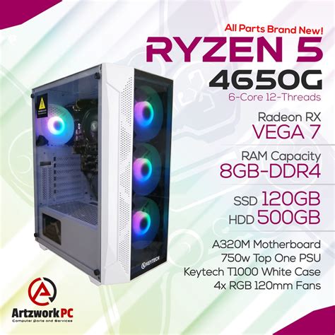 AMD Ryzen 5 4650G Gaming PC Desktop Unit Only 6 Core 12 Threads ...