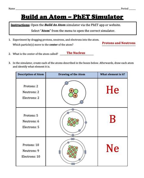 Building Atoms, Ions, and Isotopes -- Digital Lab (PhET Simulator ...